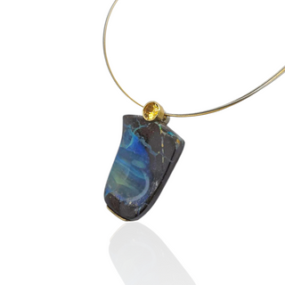 Opal und Citrin Kettenanhänger aus Gelbgold und Silber