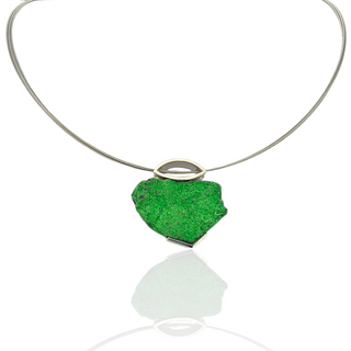 Grüner Edelsteinschmuck Uwarowit Halsschmuck aus 925/- Silber