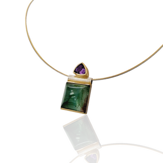 Hochwertiger Edelsteinschmuck  Kettenanhänger mit Turmalin und Amethyst