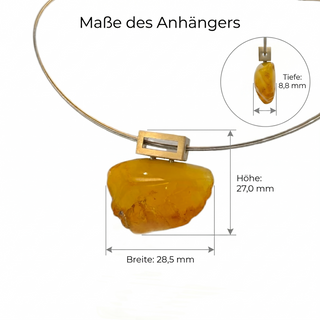 Nordsee Bernstein Anhänger, Honigfarbener Naturbernstein aus  925 Silber und 750 Gelbgold