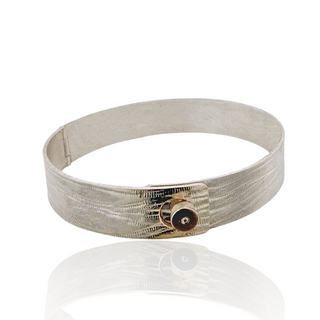 925 Silber Armreif mit Diamant und Knopfverschluss