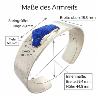 Strukturierte Armspange mit naturbelassenem Lapislazuli in 925 Silber