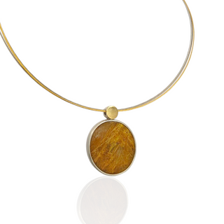 Rutilquarz Anhänger Bicolor Silber 925/- und 750/- Gelbgold aus der Goldschmiede