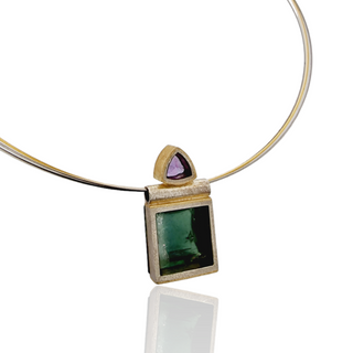 Hochwertiger Edelsteinschmuck  Kettenanhänger mit Turmalin und Amethyst