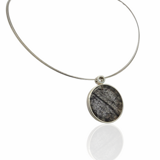 Runder Turmalinquarz Anhänger aus 925/- Silber