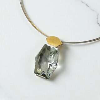 Prasiolith Kettenanhänger aus Gelbgold und Silber