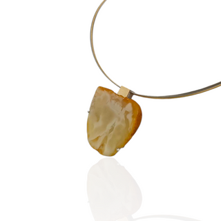 Nordsee Bernstein Kettenanhänger aus Silber und Gelbgold