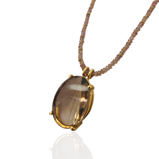 Eleganter Rauchquarz Kettenanhänger aus Gelbgold - Handgefertigter Edelsteinschmuck.