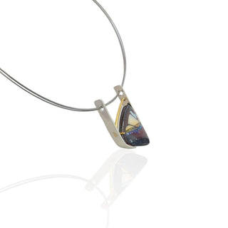 Boulder Opal Anhänger 925 Silber und 750 Gold, Modernes Goldschmiede Design