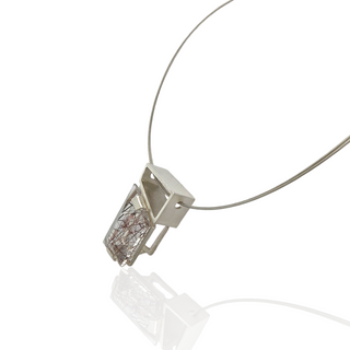 Rutilquarz Kettenanhänger aus 925/ Silber, moderner geometrischer Edelsteinschmuck