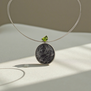 Turmalinquarz Anhänger 925/- Silber mit Peridot handgefertigter Schmuck