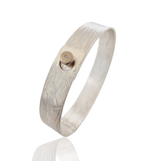 925 Silber Armreif mit Diamant und Knopfverschluss