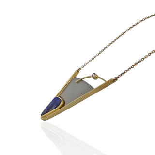 Exklusive Boulder Opal und Diamant Halskette aus Gelbgold und Palladium