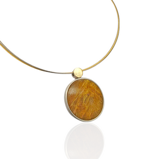 Rutilquarz Anhänger Bicolor Silber 925/- und 750/- Gelbgold aus der Goldschmiede