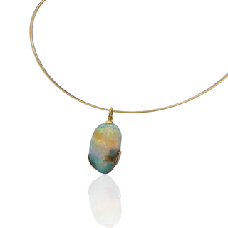 Boulder Opal Anhänger aus 750 Gelbgold und 925 Silber