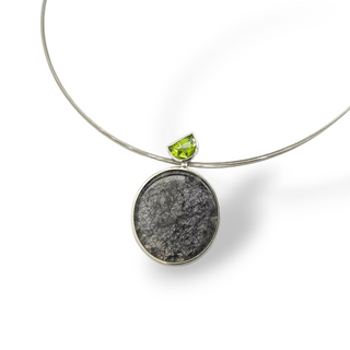 Turmalinquarz Anhänger 925/- Silber mit Peridot handgefertigter Schmuck