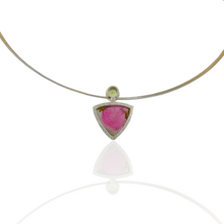 Wassermelonen-Turmalin Kettenanhänger aus Silber und Gold