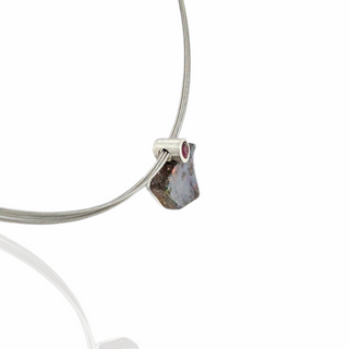 Boulder Opal Kettenanhänger mit pinkem Turmalin in 925 Silber