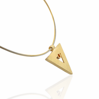 Geometrischer Kettenanhänger aus 585/- Gelbgold mit Lapislazuli und Citrin