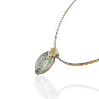 Prasiolith Kettenanhänger aus Gelbgold und Silber