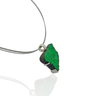 Uwarowit Anhänger 925 Silber, Grüner Granat Rohstein Kette
