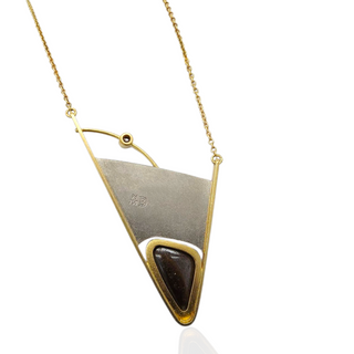 Exklusive Boulder Opal und Diamant Halskette aus Gelbgold und Palladium