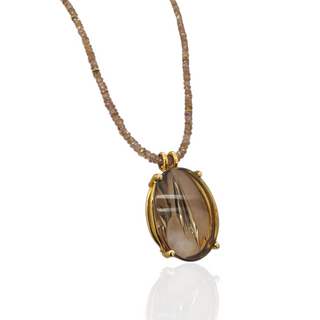 Eleganter Rauchquarz Kettenanhänger aus Gelbgold - Handgefertigter Edelsteinschmuck.