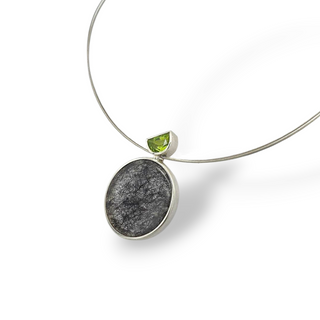 Turmalinquarz Anhänger 925/- Silber mit Peridot handgefertigter Schmuck
