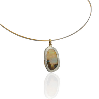 Boulder Opal Anhänger aus 750 Gelbgold und 925 Silber