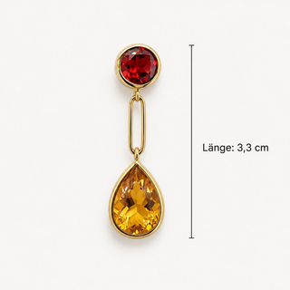 Granat und Citrin Ohrringe aus 750er Gelbgold und 925er Silber