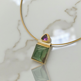 Hochwertiger Edelsteinschmuck  Kettenanhänger mit Turmalin und Amethyst