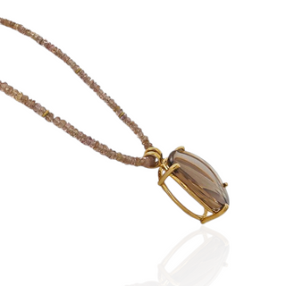Eleganter Rauchquarz Kettenanhänger aus Gelbgold - Handgefertigter Edelsteinschmuck.