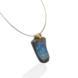 Opal und Citrin Kettenanhänger aus Gelbgold und Silber