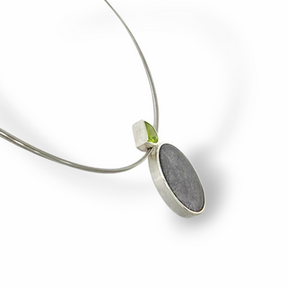 Turmalinquarz Anhänger 925/- Silber mit Peridot handgefertigter Schmuck