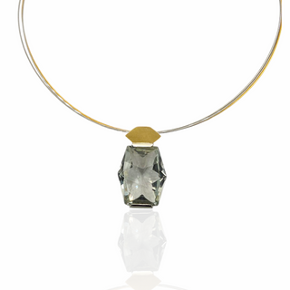 Prasiolith Kettenanhänger aus Gelbgold und Silber
