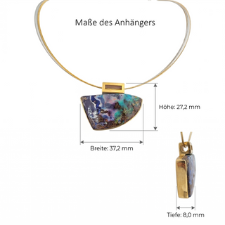 Boulder Opal Anhänger Bicolor aus 750 Gelbgold und  925 Silber