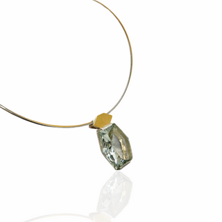 Prasiolith Kettenanhänger aus Gelbgold und Silber