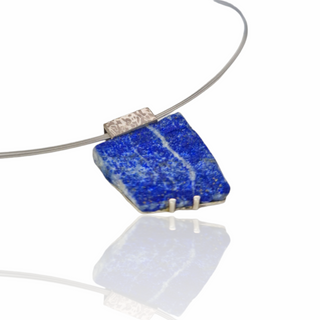 Lapislazuli Kettenanhänger mit Mokume Gane Silber und Palladium