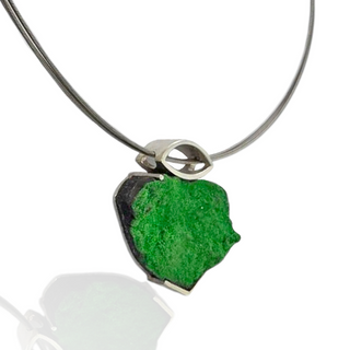 Grüner Edelsteinschmuck Uwarowit Halsschmuck aus 925/- Silber