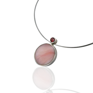 Rosa Kettenanhänger mit Pink Opal und Turmalin aus Silber