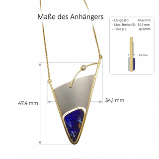 Boulder Opal Kette mit Diamant aus 750 Gold & 500 Palladium, Geschenk für Sie