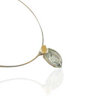 Prasiolith Kettenanhänger aus Gelbgold und Silber