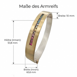 Turmalin Armreif mit Farbverlauf aus 750 Gold und Silber