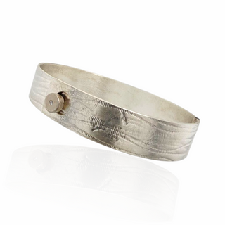 925 Silber Armreif mit Diamant und Knopfverschluss