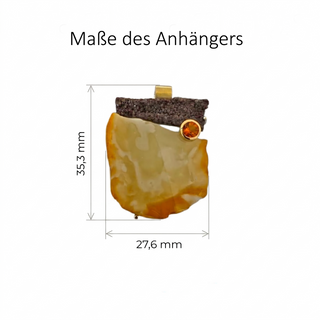 Bernstein Kettenanhänger mit versteinertem Holz und Grossular, Geschenk für Frauen, Luxuriöser und Hochwertiger Edelsteinschmuck, Unikat