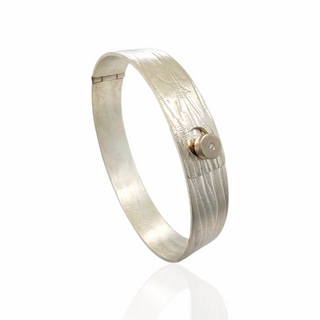 925 Silber Armreif mit Diamant und Knopfverschluss