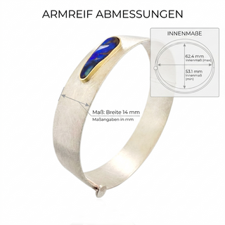 Einzigartiger Boulder Opal Armreif aus Silber und Gelbgold