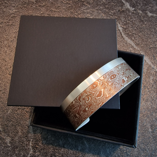 Mokume Gane Armreif aus 925 Silber und Kupfer