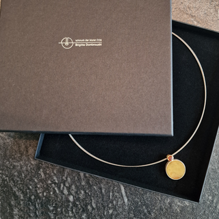 Bernstein Anhänger mit Citrin Bicolor aus 925 Silber und750 Gelbgold