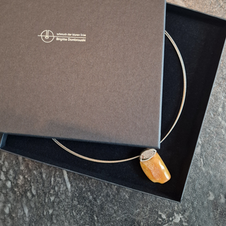 Bernstein Anhänger Mokume Gane Kupfer Silber, Naturstein Halsschmuck, Handgemachtes Unikat Goldschmiede, Roher Naturschmuck Damen